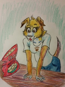 The family dog (not dgo) from the other day... but in full color ( not cloor)